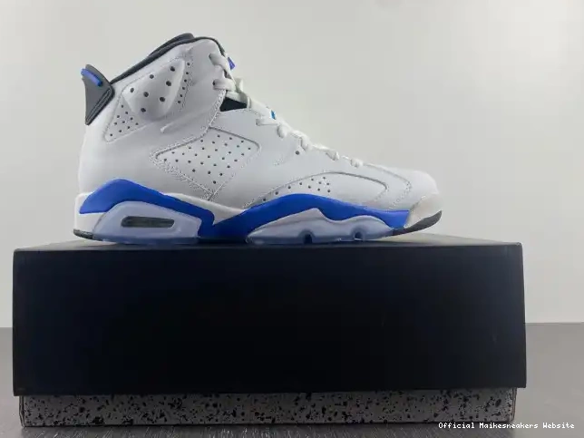 Official Maikesneakers 384664-107 (2014) Jordan Blue Air Retro 6 Sport 0402